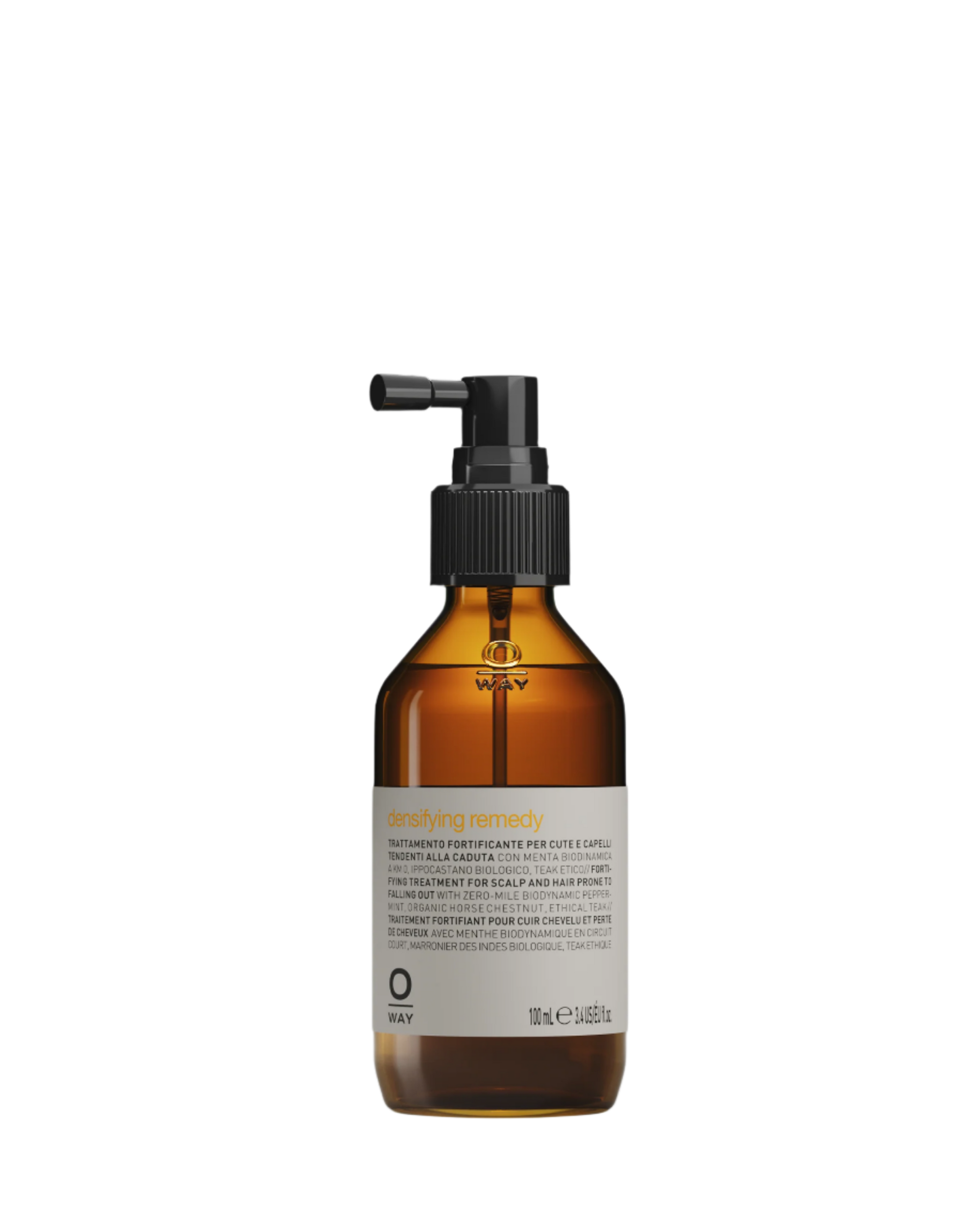 Flacone in vetro da 100ml di densifying remedy, trattamento fortificante per cute e capelli tendenti alla caduta 