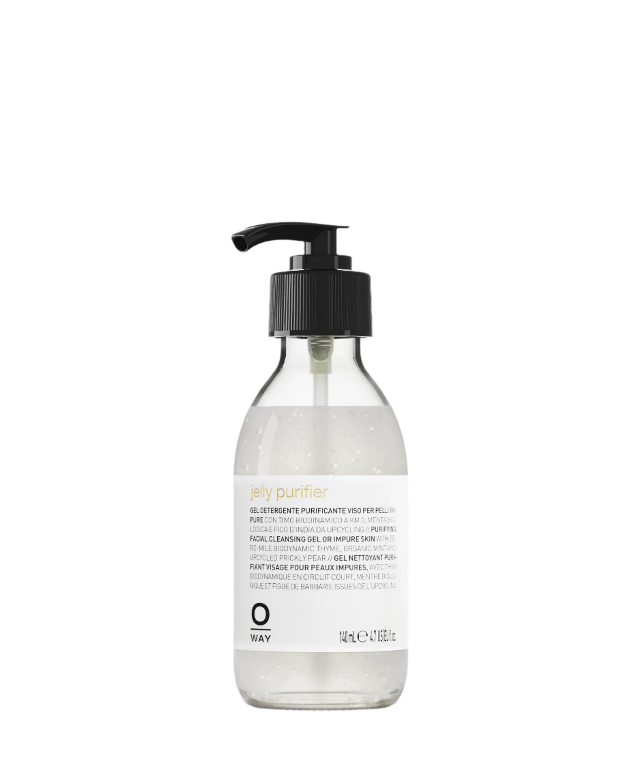 Flacone in vetro trasparente da 140ml di jelly purifier, gel detergente purificante viso per pelli impure 
