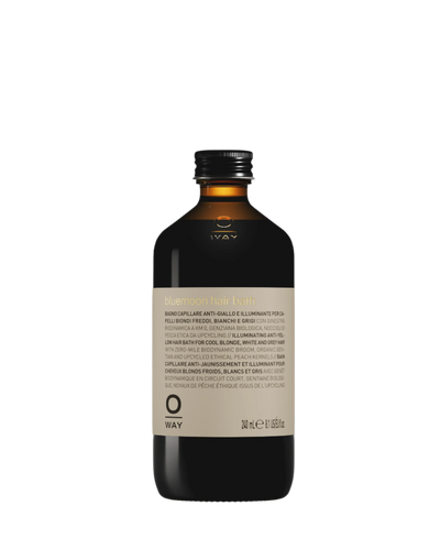 flacone in vetro da 240ml di bluemoon hair bath, shampoo anti-giallo per capelli biondi, bianchi e grigi