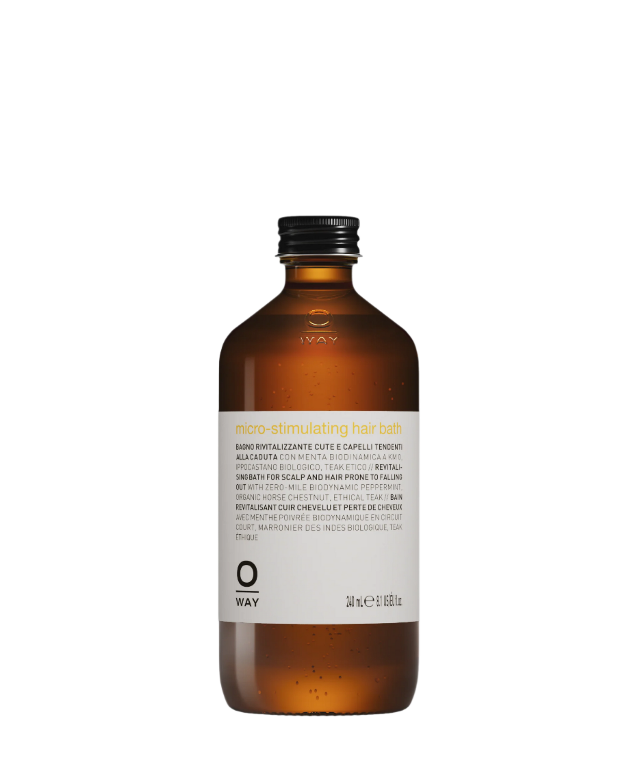 flacone in vetro da 240ml di micro-stimulating hair bath, bagno rivitalizzante cute e capelli tendenti alla caduta