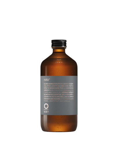 Flacone in vetro da 240ml di nota3, bend aroomaterapico con oli essenziali per diffusore