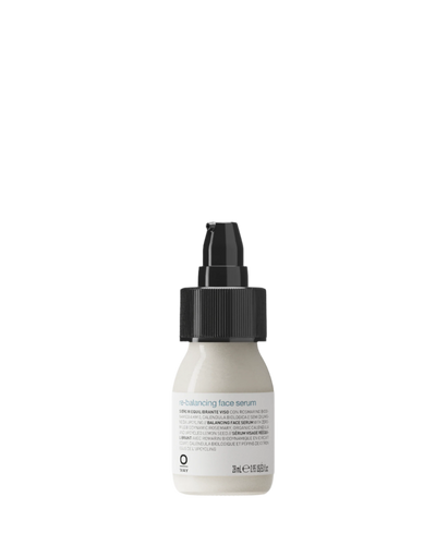 flacone in vetro con dispenser da 28ml di re-balancing face serum, siero riequilibrante viso