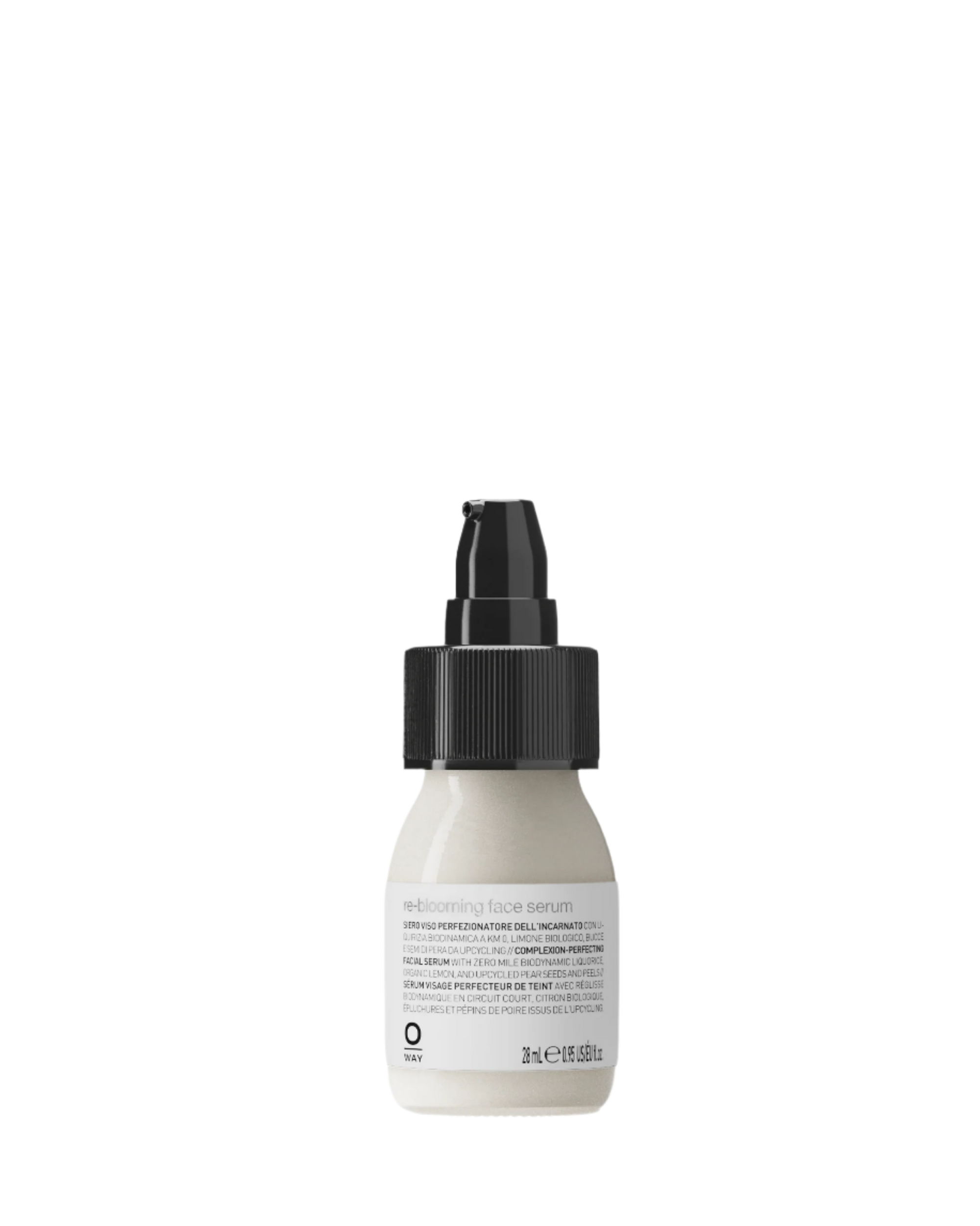 flacone in vetro con dispenser da 28ml di re-blooming face serum, siero viso perfezionatore dell'incarnato