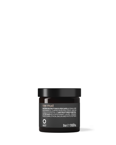 vaso in vetro nero da 50ml di raw mud, cera per capelli 