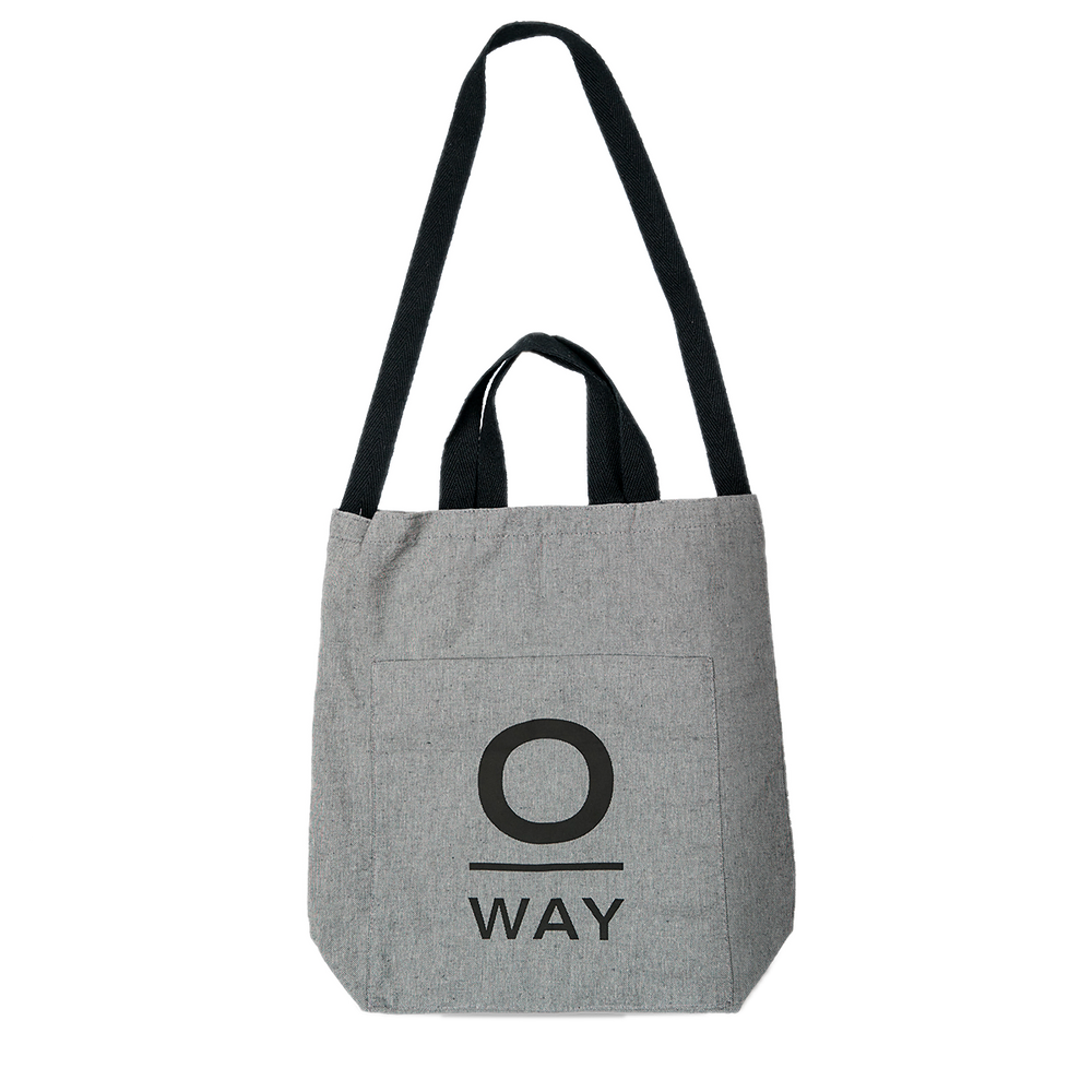 Borsa OMNIA Oway grigia con logo e manici neri e tracolla nera 