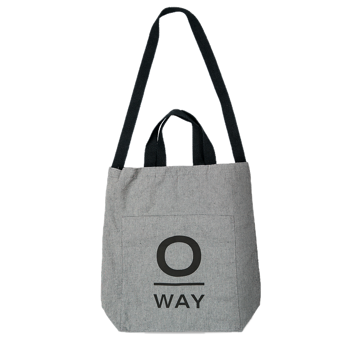 Borsa OMNIA Oway grigia con logo e manici neri e tracolla nera 