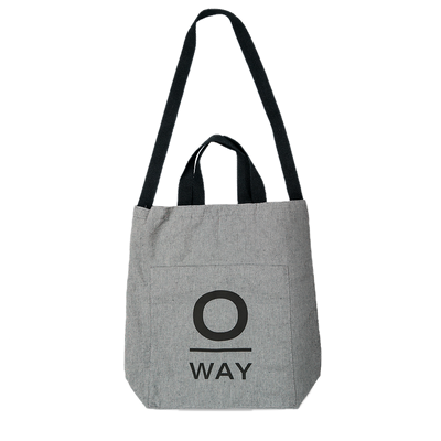 Borsa OMNIA Oway grigia con logo e manici neri e tracolla nera 