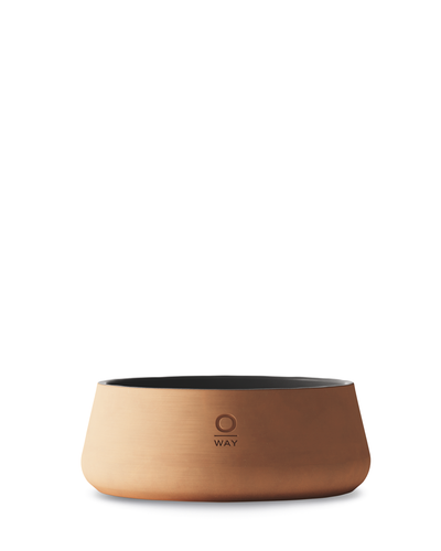 Impronta, ciotola per cani in terracotta con logo Oway frontale